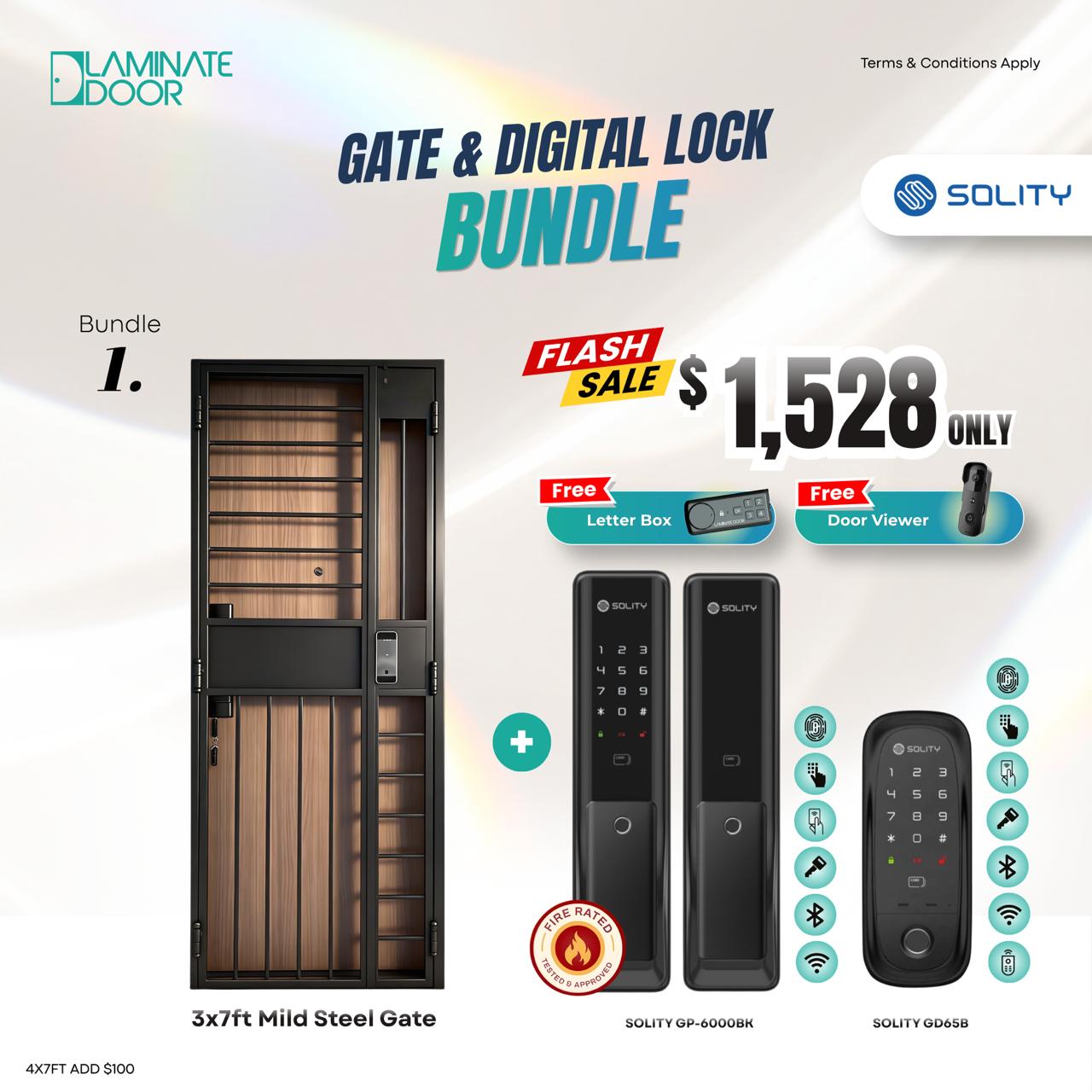 ☆ Steel Gate Garage Ver④　　　　　【特典会員限定】 Mild Steel Gate & Digital Lock Bundle Promo 2026 Singapore