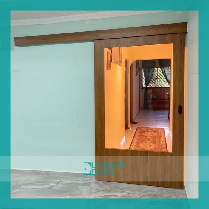 natural wooden sliding glass door for kitchen