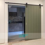 Full Solid laminate sliding door with groove line design
