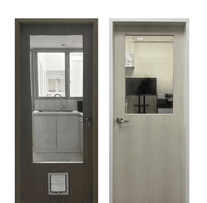 wooden glass door