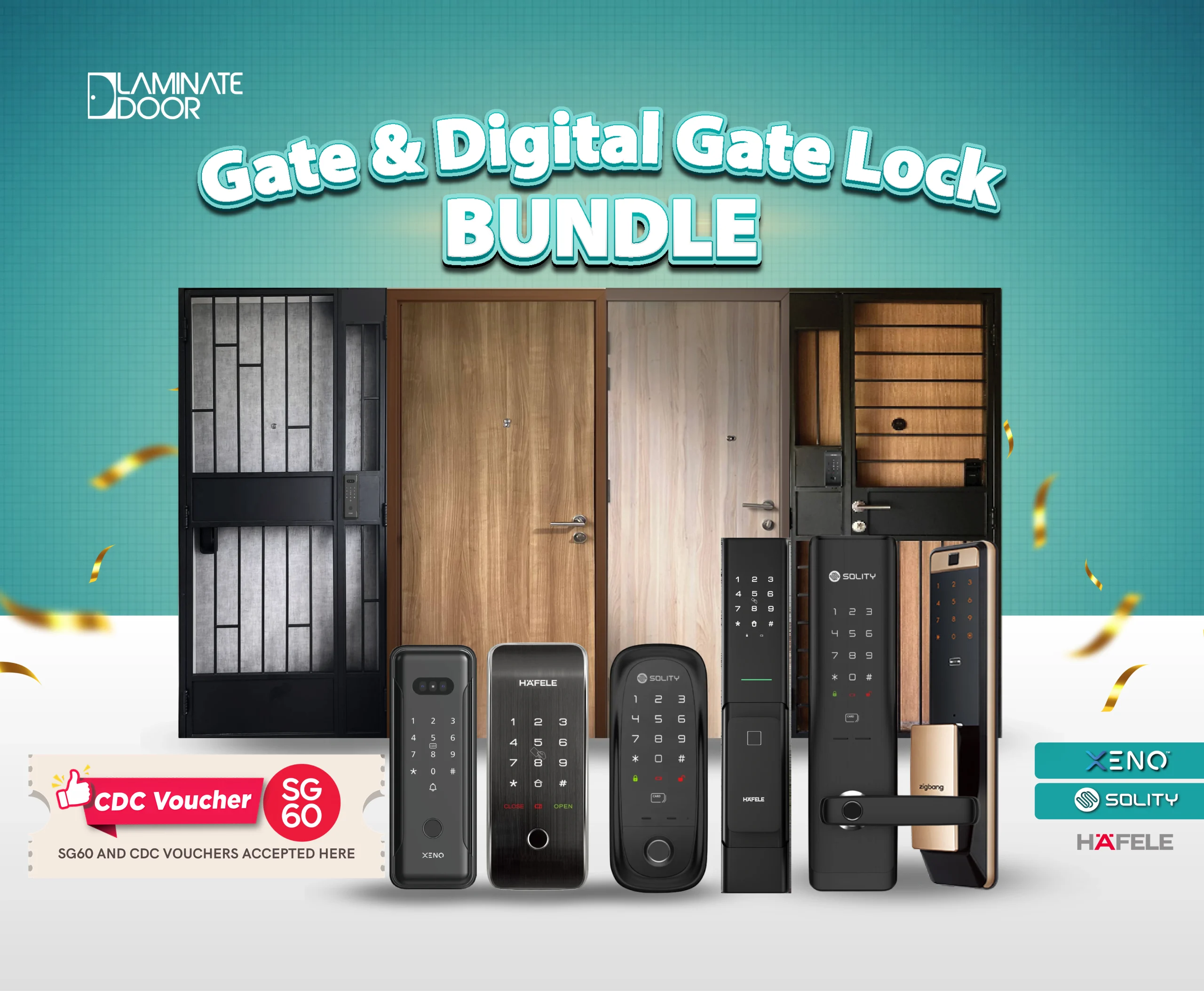 sg 60 voucher applied for door gate and digital lock bundle